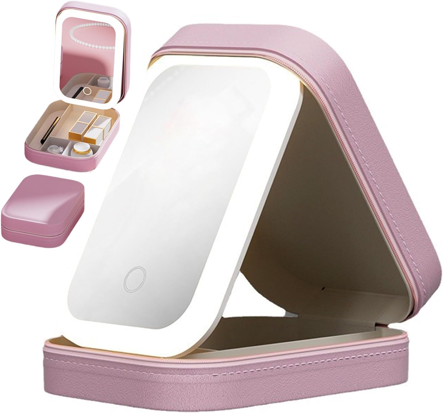 610gqcpwJvL._AC_SL1500_ Geanta Organizator Cosmetice cu Oglinda LED, Touch, Reincarcabila, Cadou Perfect - imagine 1