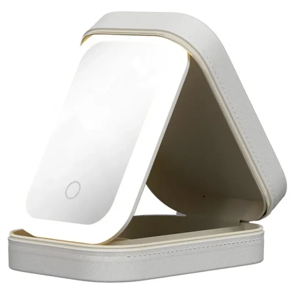 Geantă organizator cosmetice LED albă cu design modern
