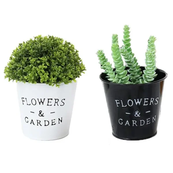 Set 2 ghivece din plastic pentru flori, alb și negru